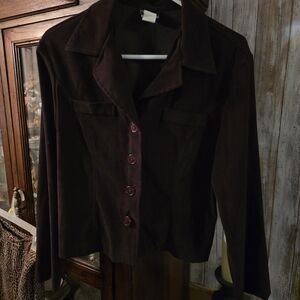 First Option Classic Women's Dark Brown Button-Front Jacket (M)